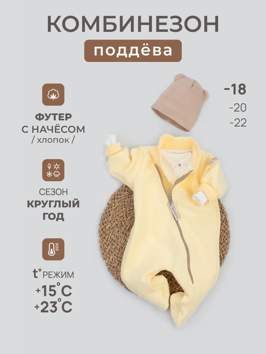 Комбинезон поддева из футера с начесом для новорожденных
