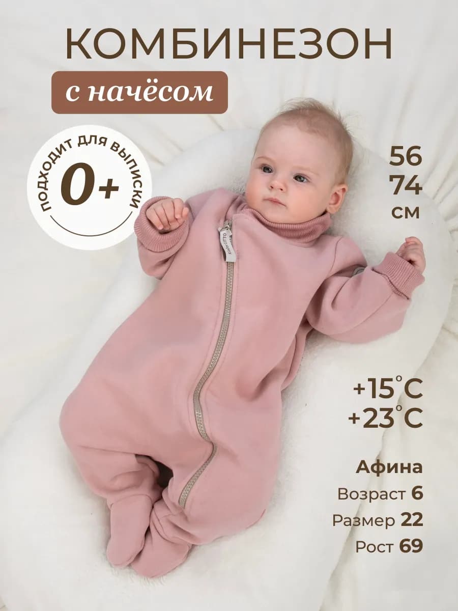 Комбинезон поддева из футера с начесом для новорожденных
