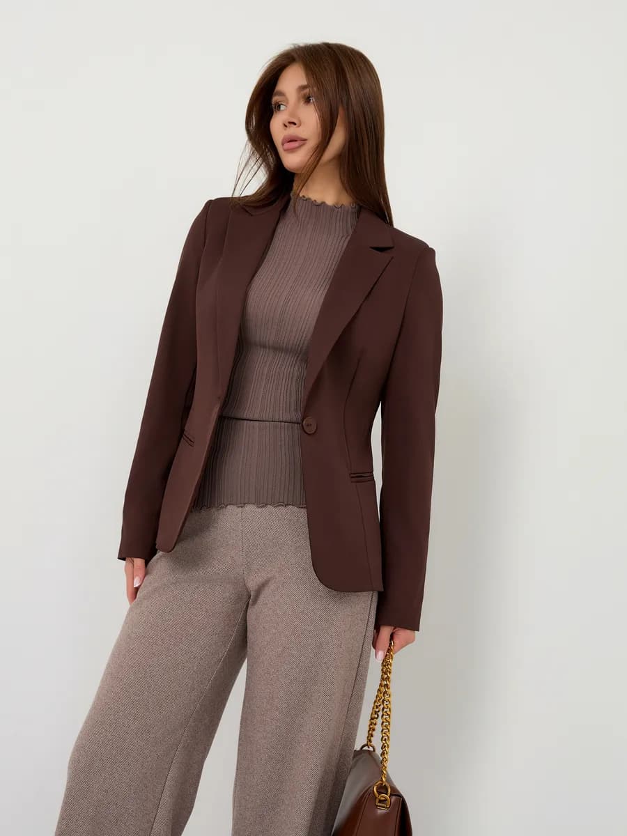 Пиджак приталенный однотонный блейзер