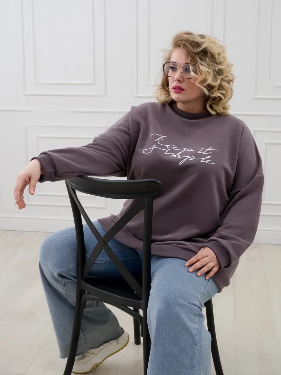 Свитшот женский больших размеров оверсайз 60-74