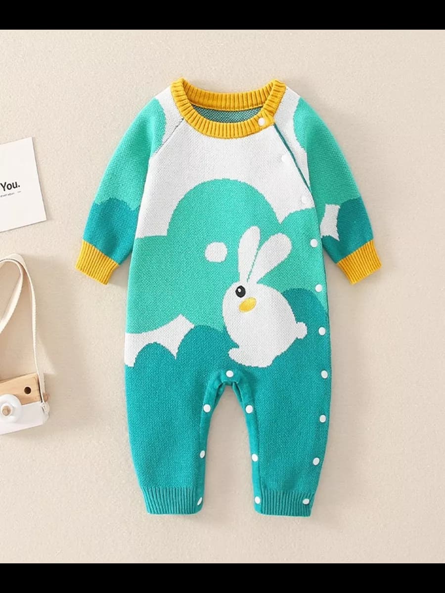 Вязаный комбинезон теплый для новорожденных - фото 1