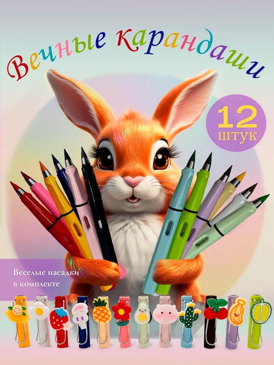 Карандаши цветные вечные с ластиком для рисования - фото 1