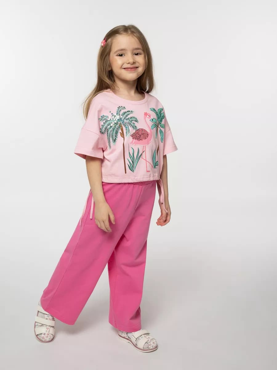 Костюм трикотажный детский с принтом и пайетками с брюками