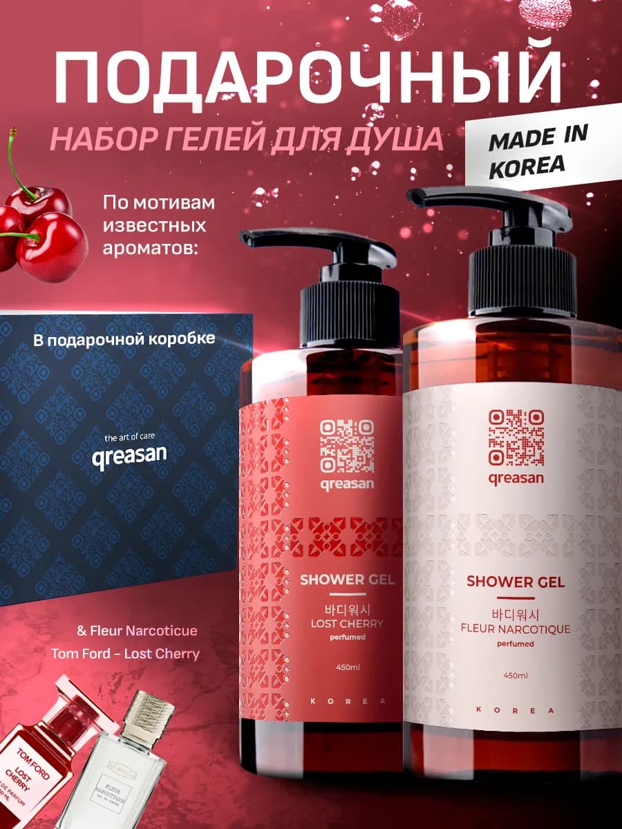 Подарочный парфюмированный набор гелей для душа 2 шт