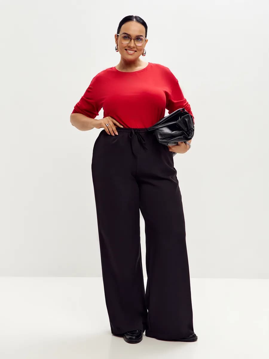 Брюки палаццо с поясом на резинке Plus Size
