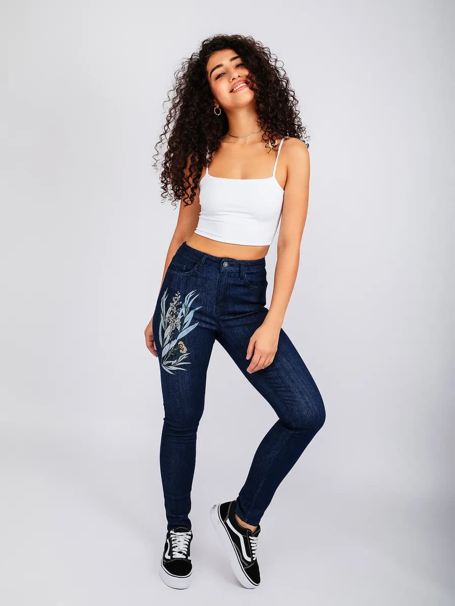 Скинни джинсы зауженные с высокой посадкой стрейч