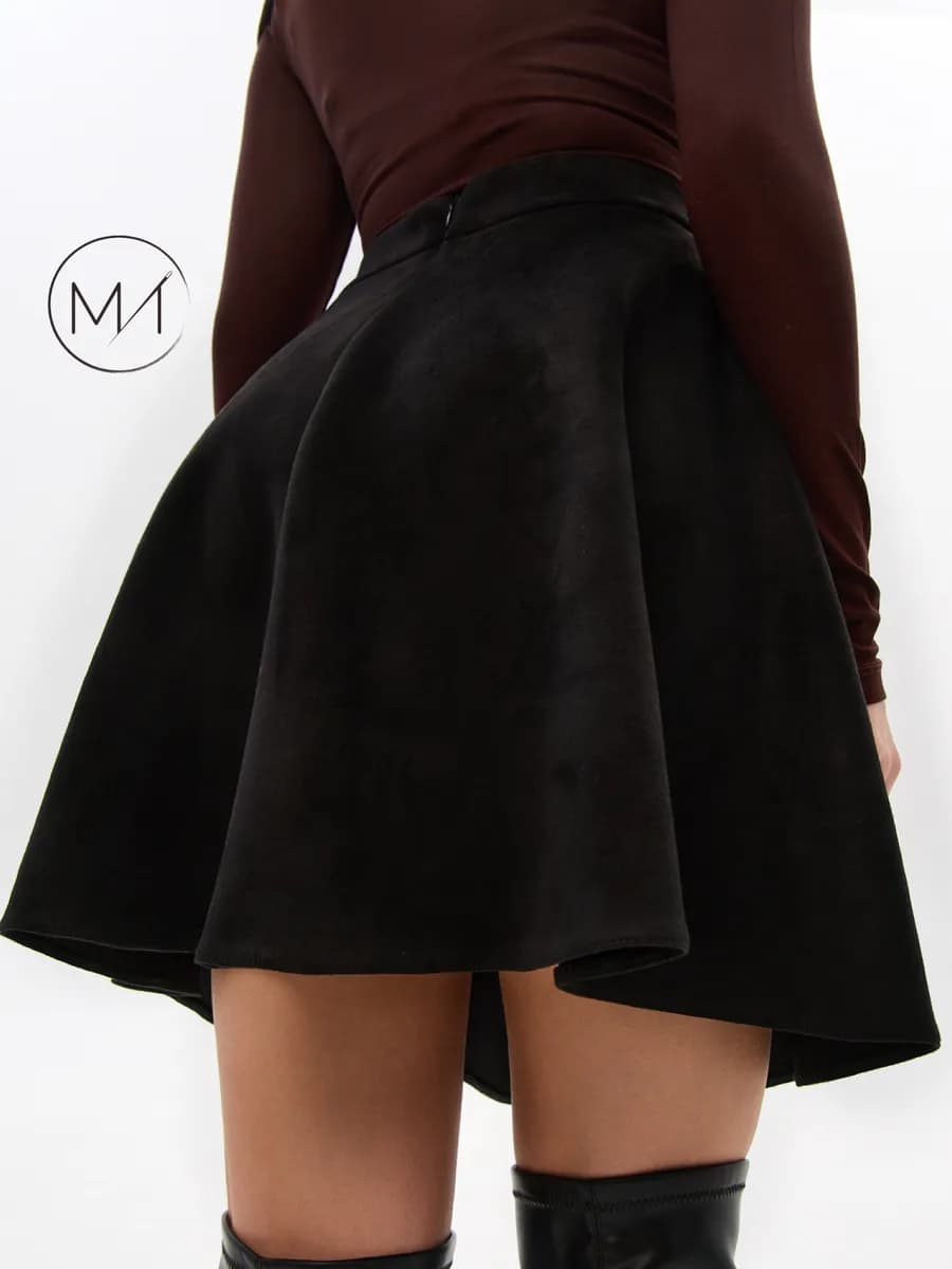 Юбка мини солнце замшевая