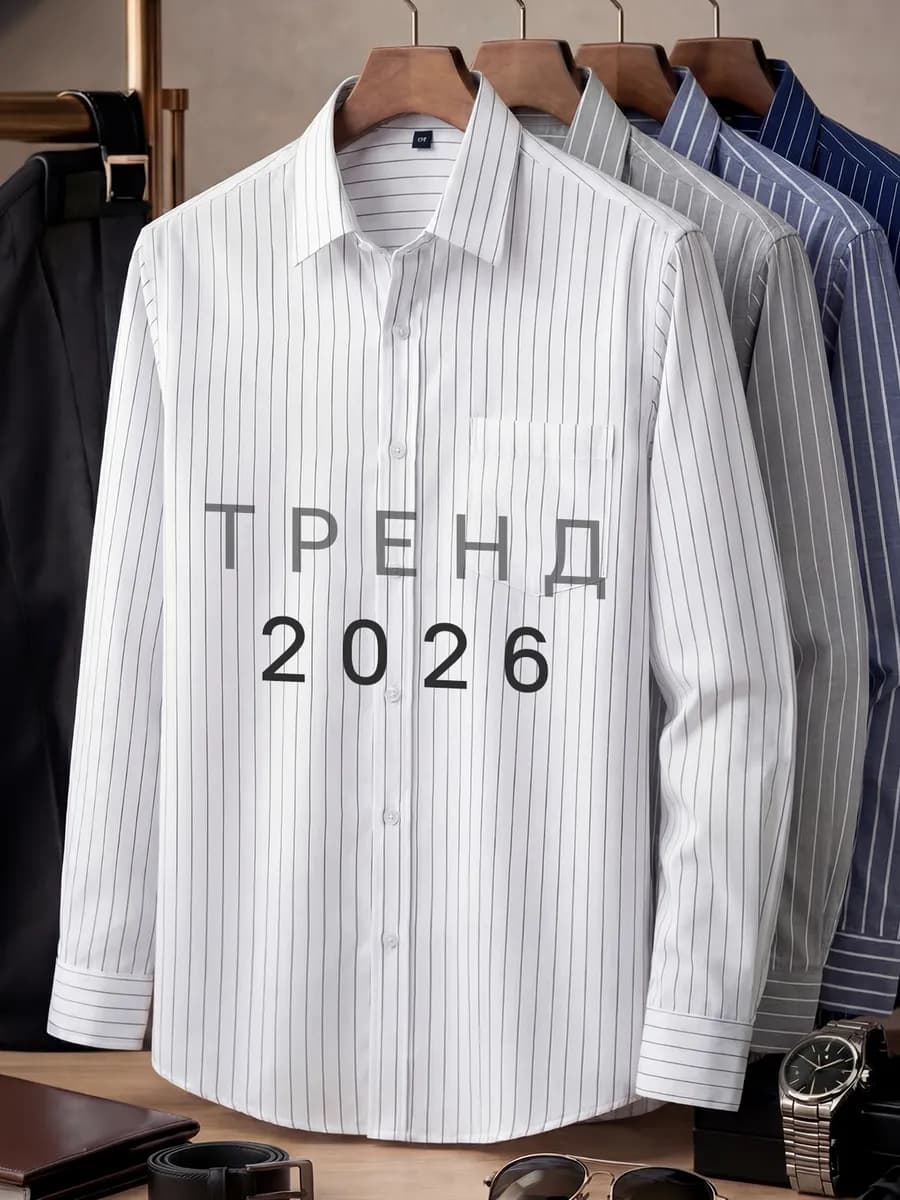 Рубашка классическая с длинным рукавом в полоску