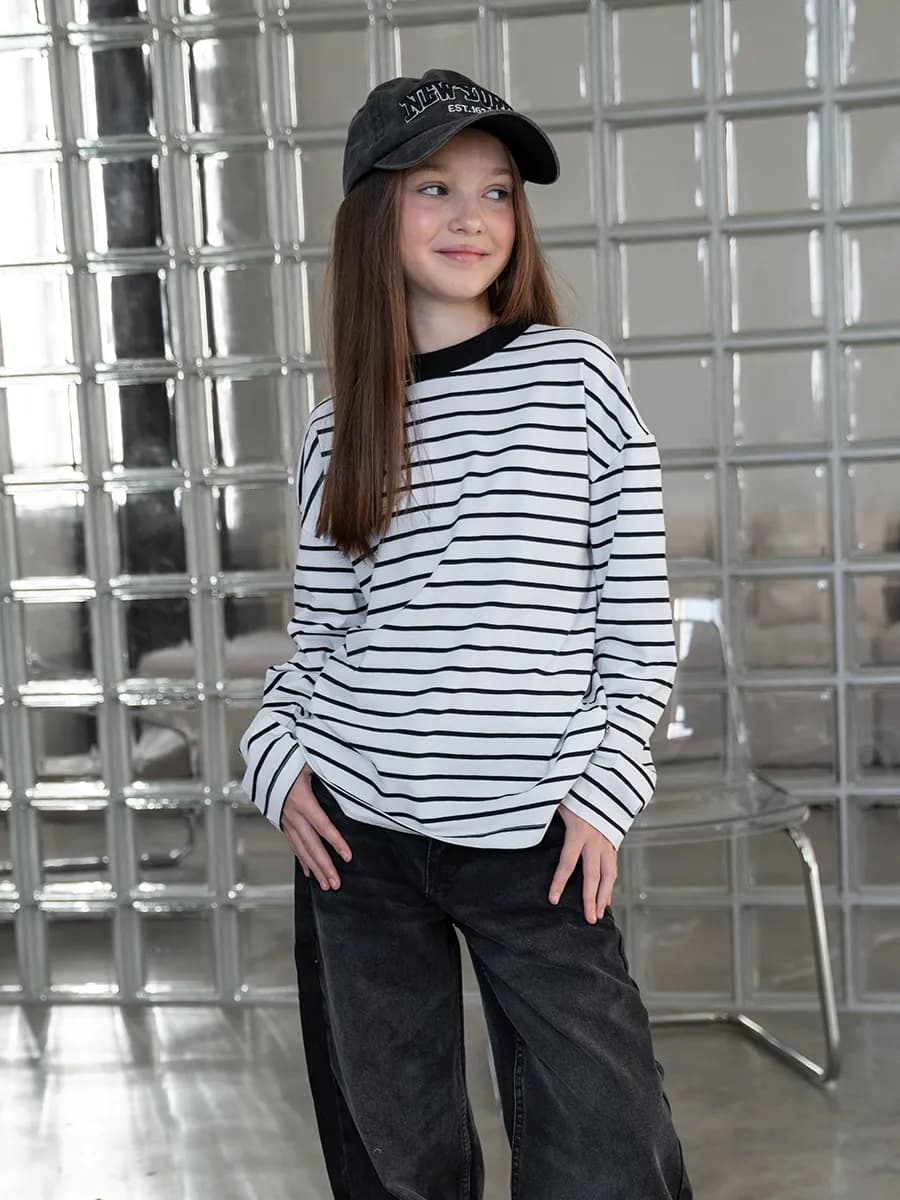 Лонгслив базовый оверсайз для девочки осенний