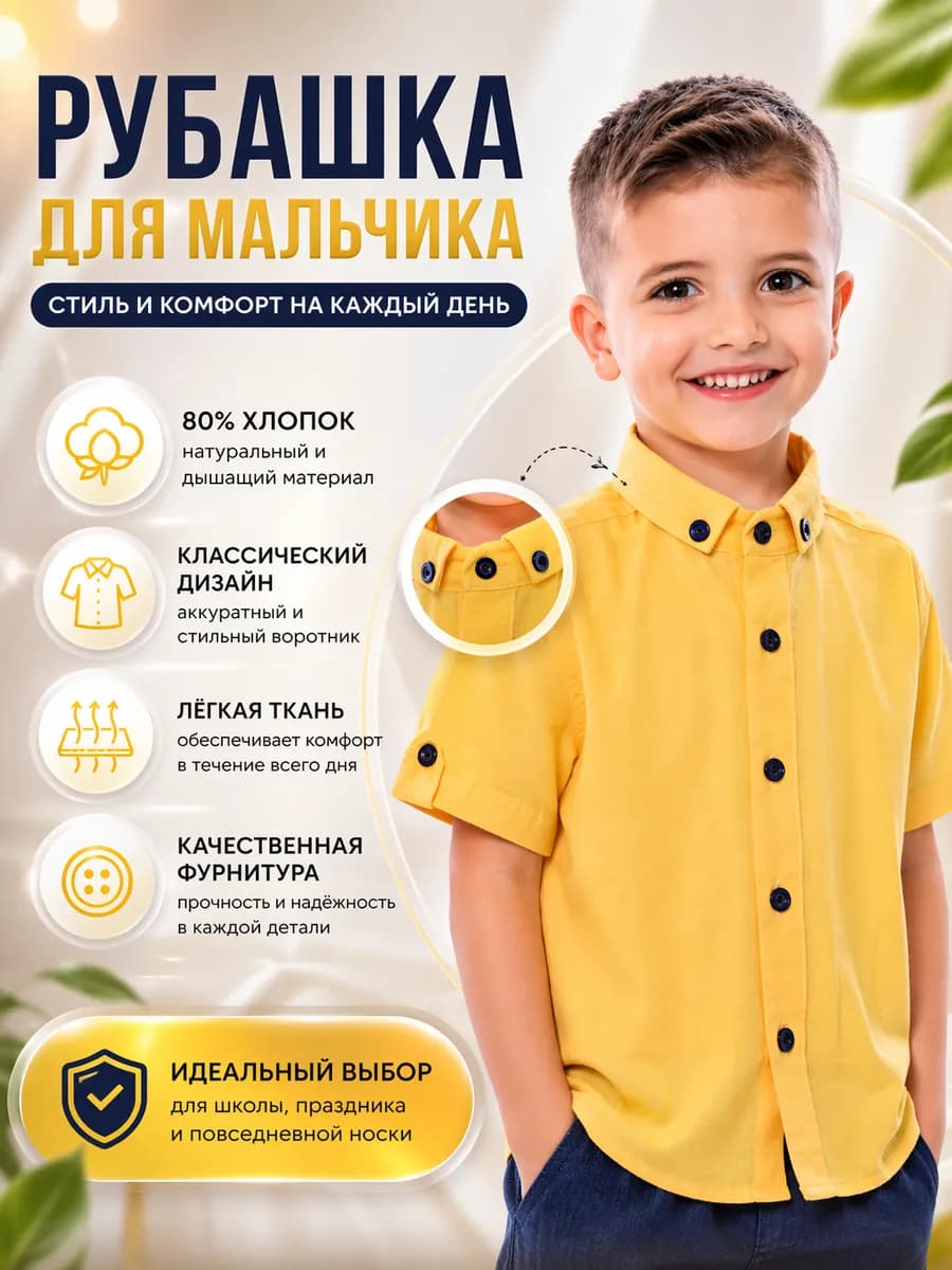 Рубашка с коротким рукавом школьная