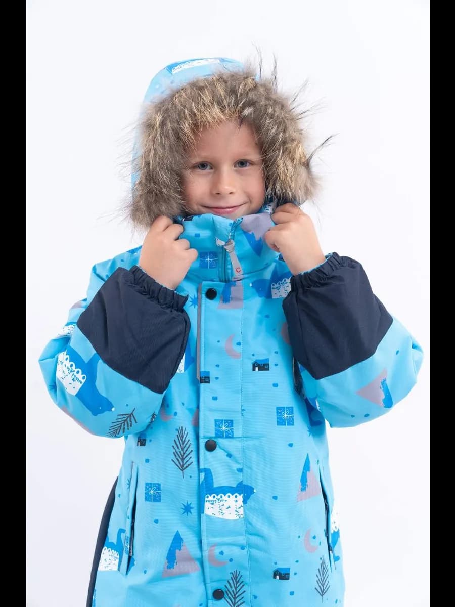 Комбинезон зимний слитный с капюшоном