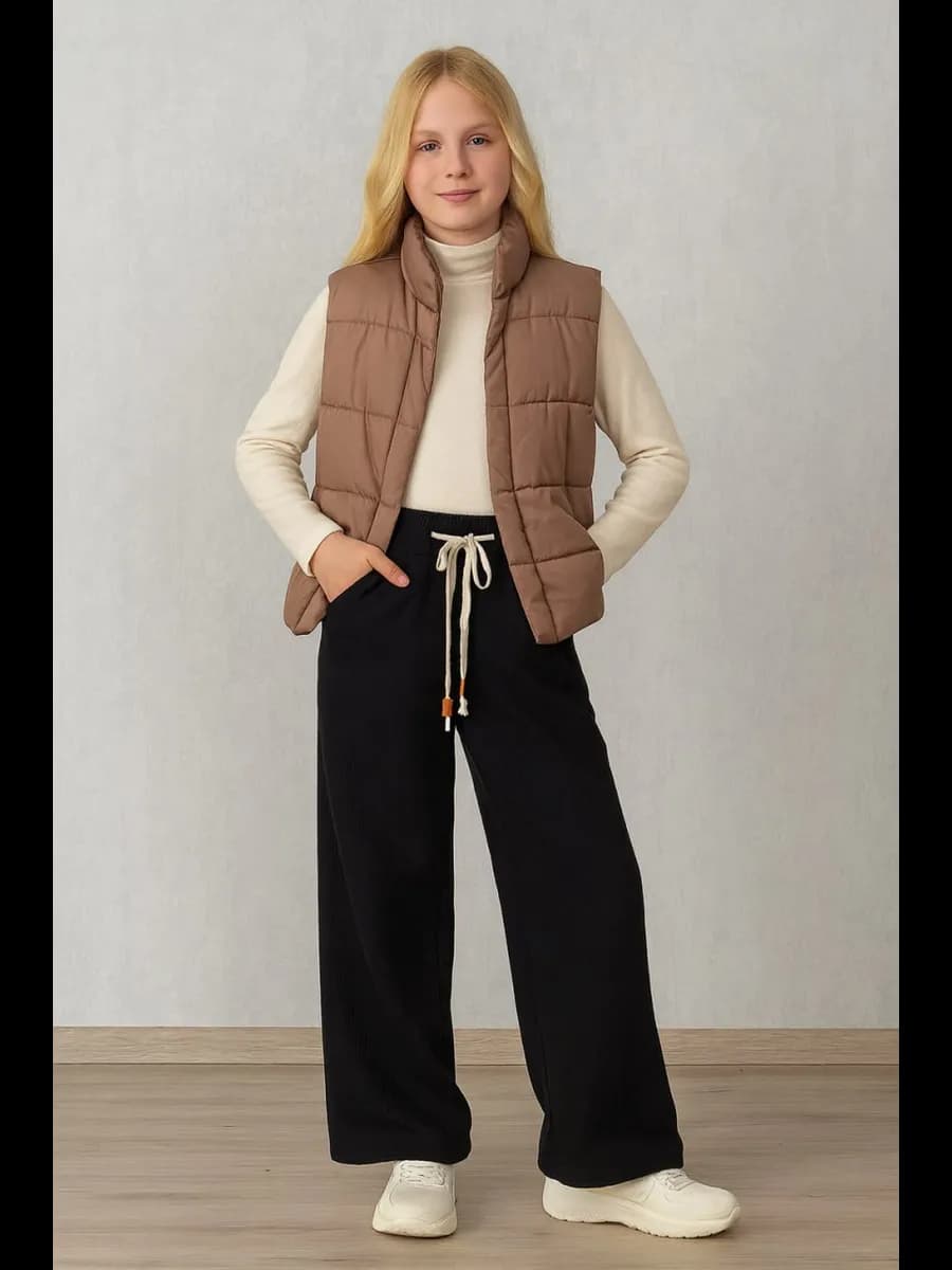 Брюки широкие в рубчик в школу утепленные