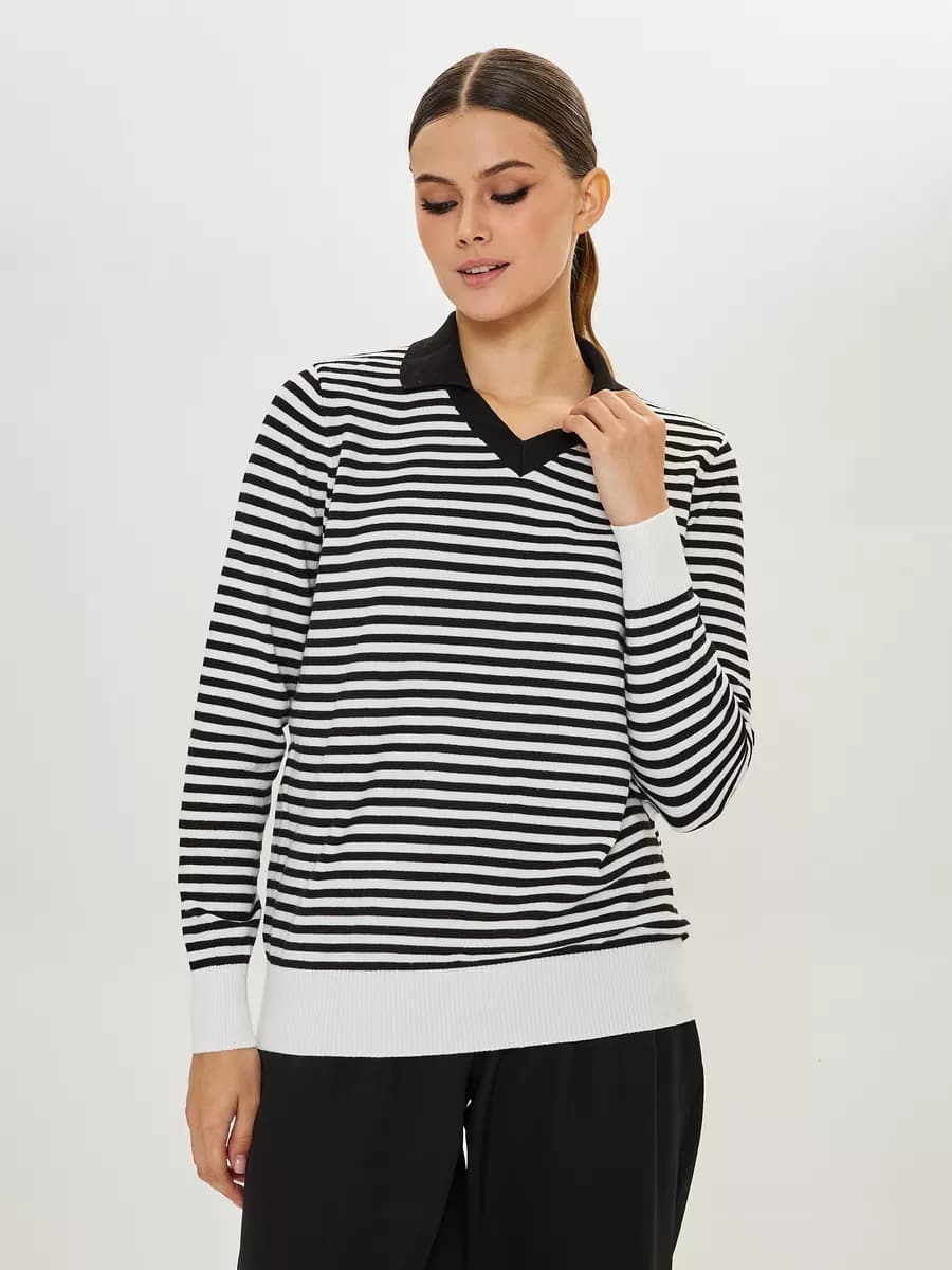 Джемпер поло в полоску оверсайз