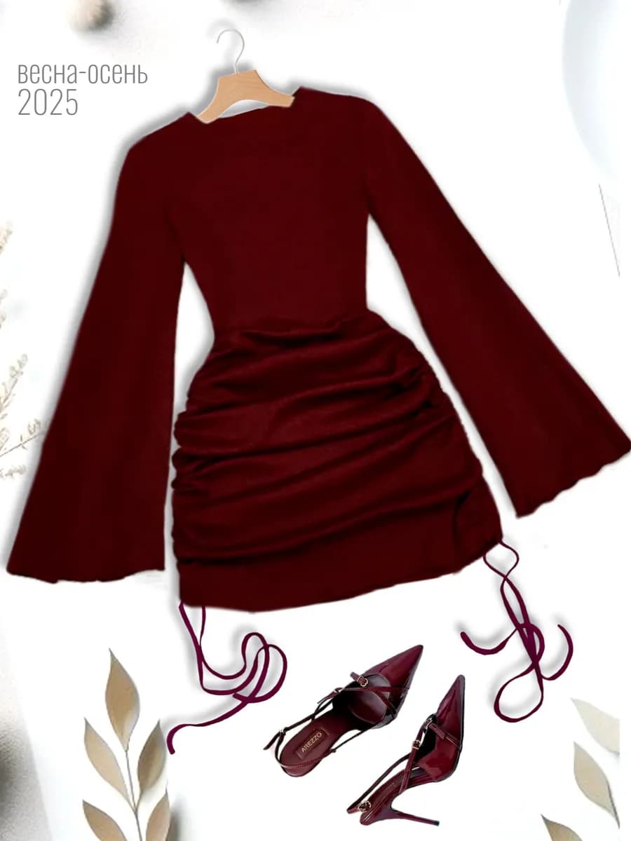 Платье лапша с завязками и драпировкой