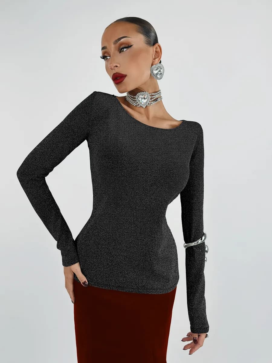 Лонгслив блестящий нарядный с блеском