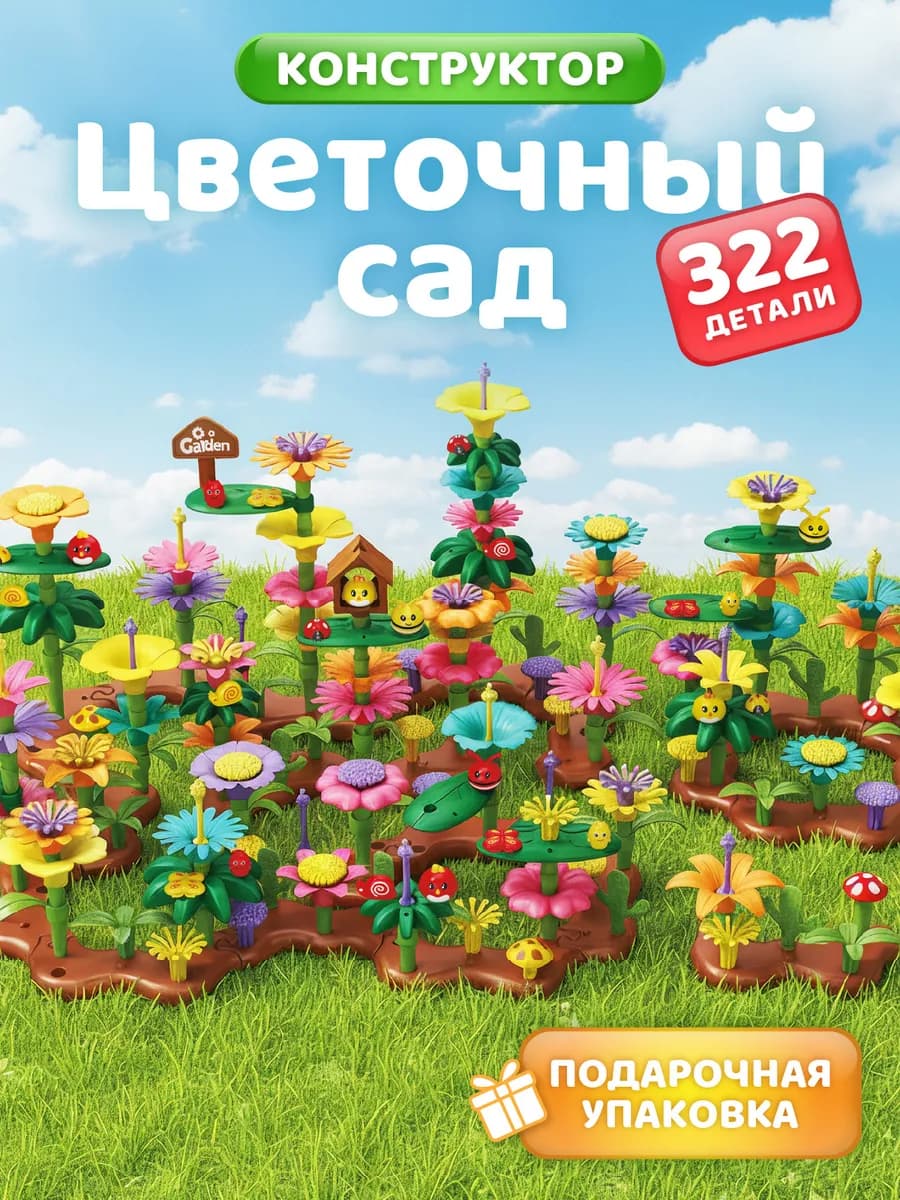Конструктор для детей развивающий Сад с цветами