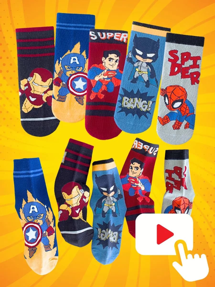 Детские носки 5 пар - высокие - Супер Герои