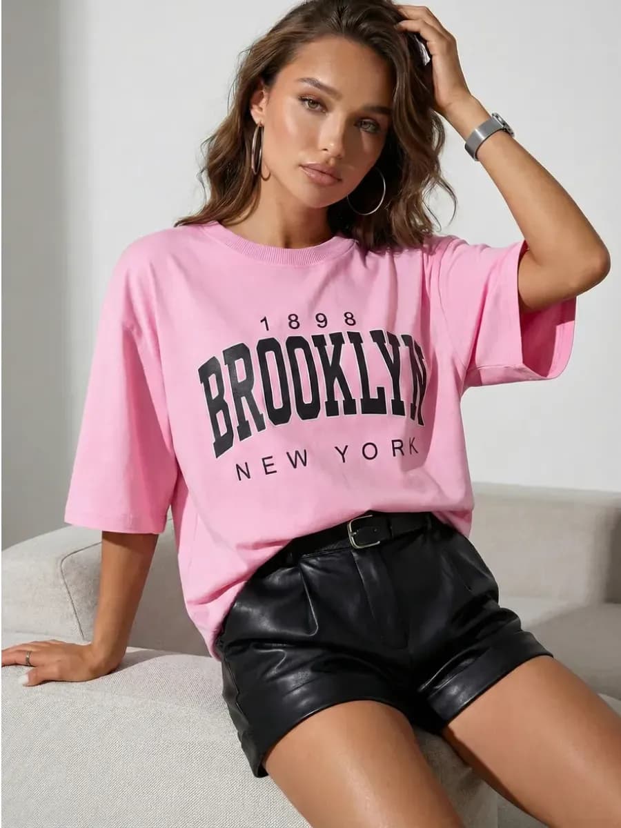 Футболка оверсайз с принтом Brooklyn