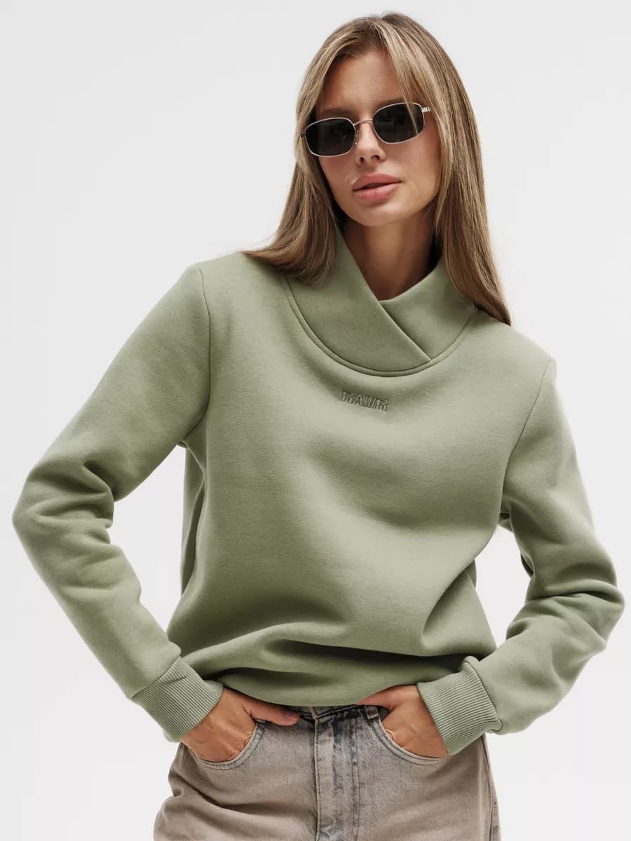 Свитшот с воротником теплый с начесом