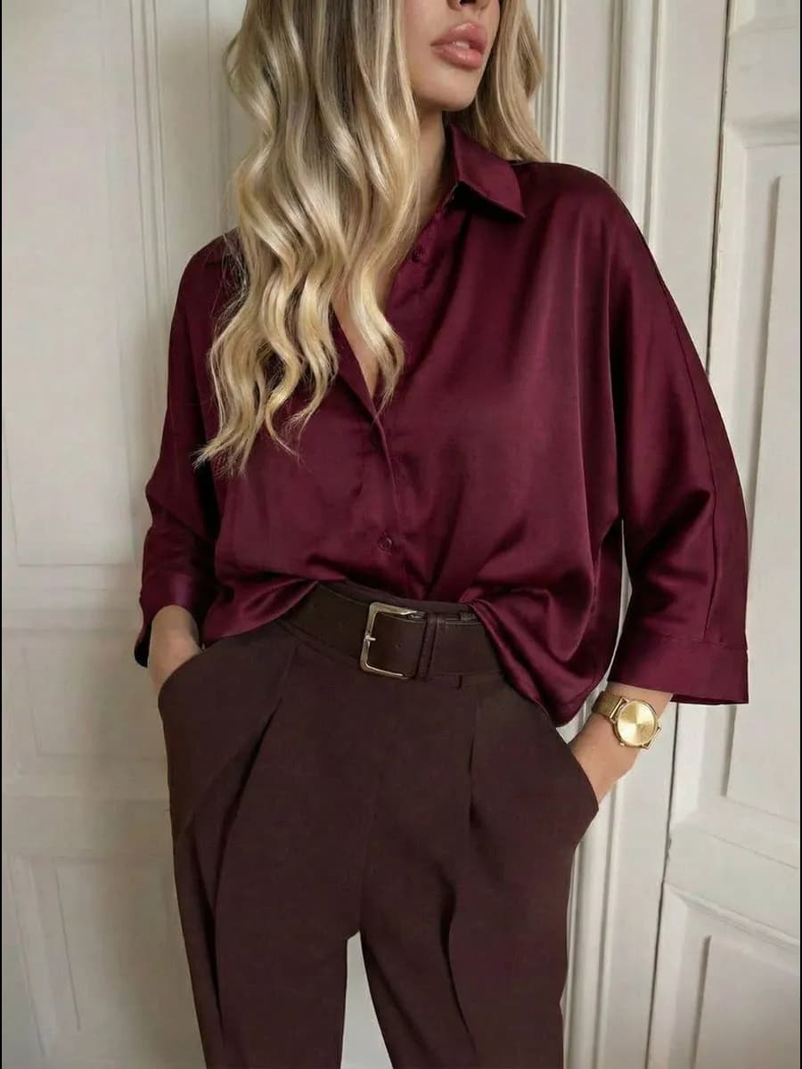 Блузка рубашка нарядная шелковая