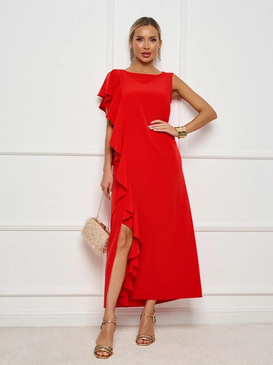 Платье вечернее праздничное с разрезом в пол