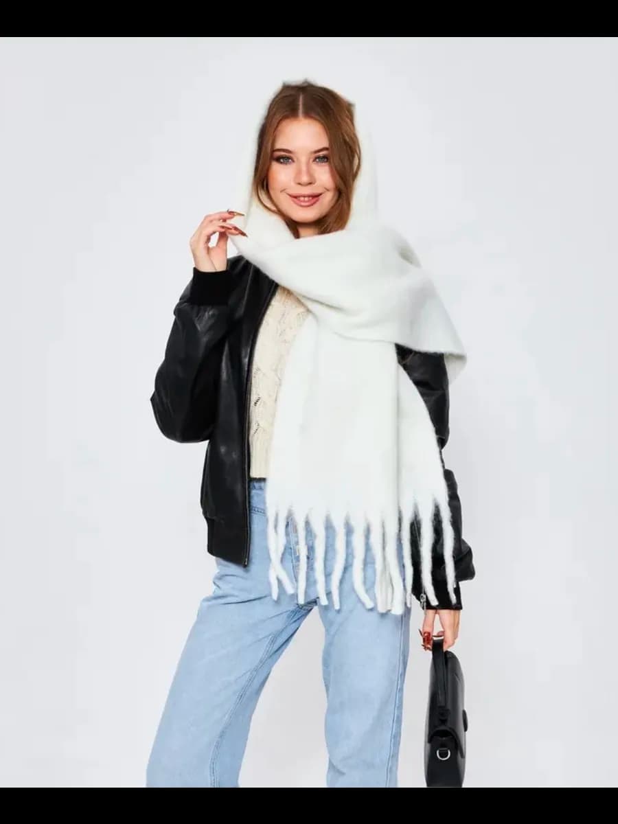 Шарф теплый зимний шерстяной стильный