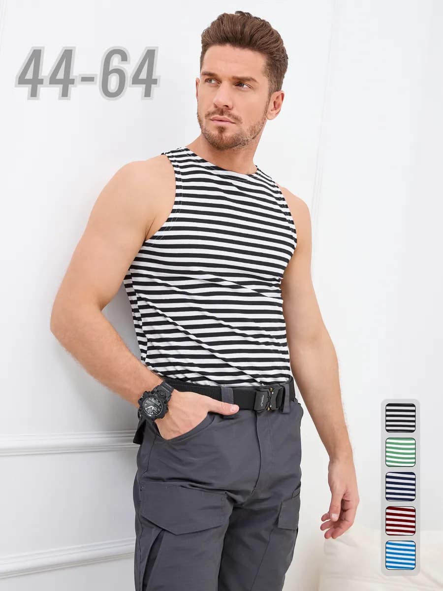 Майка тельняшка в полоску спортивная хлопок