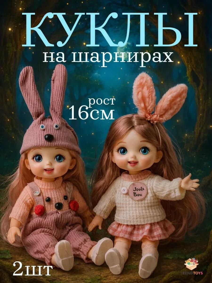 Кукла для девочки шарнирная, набор 2 шт, 16 см