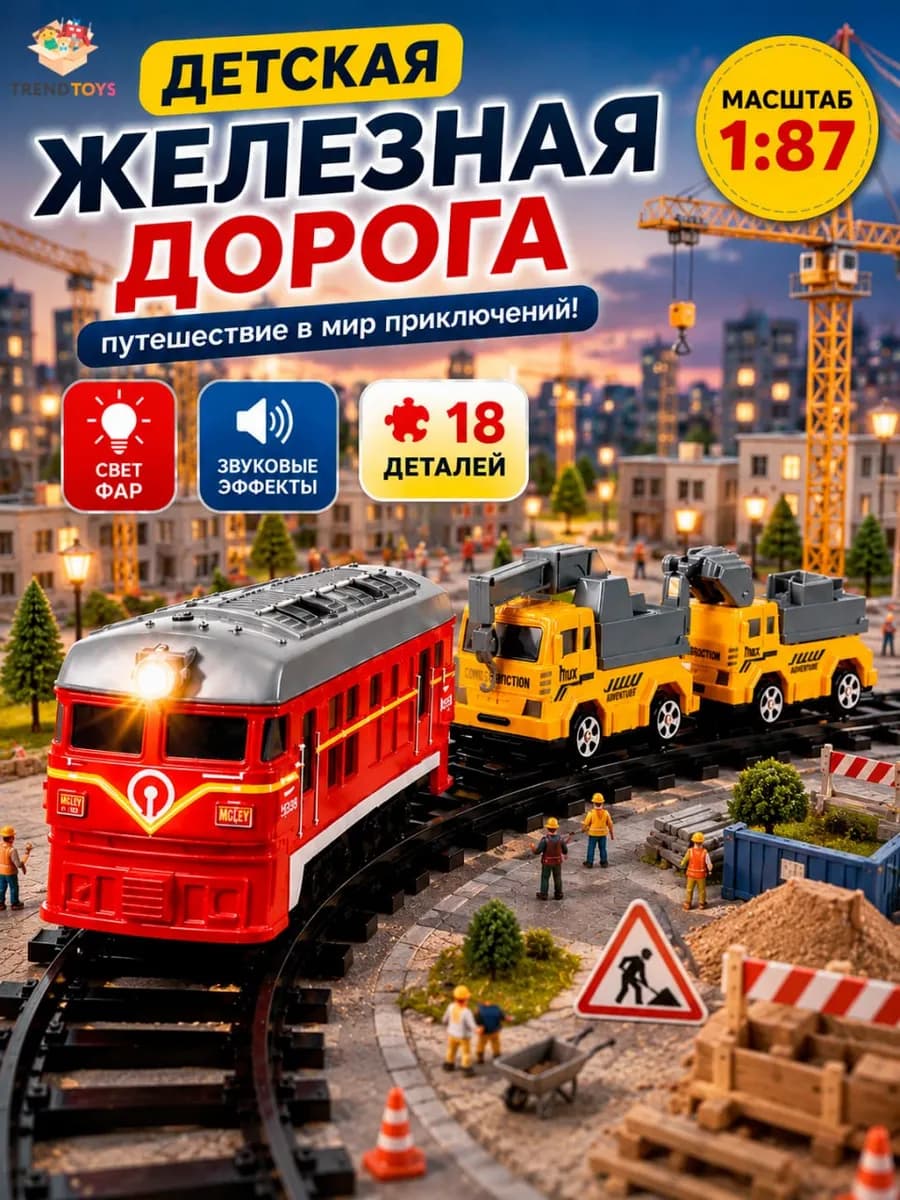 Железная дорога детская игрушка поезд с машинками