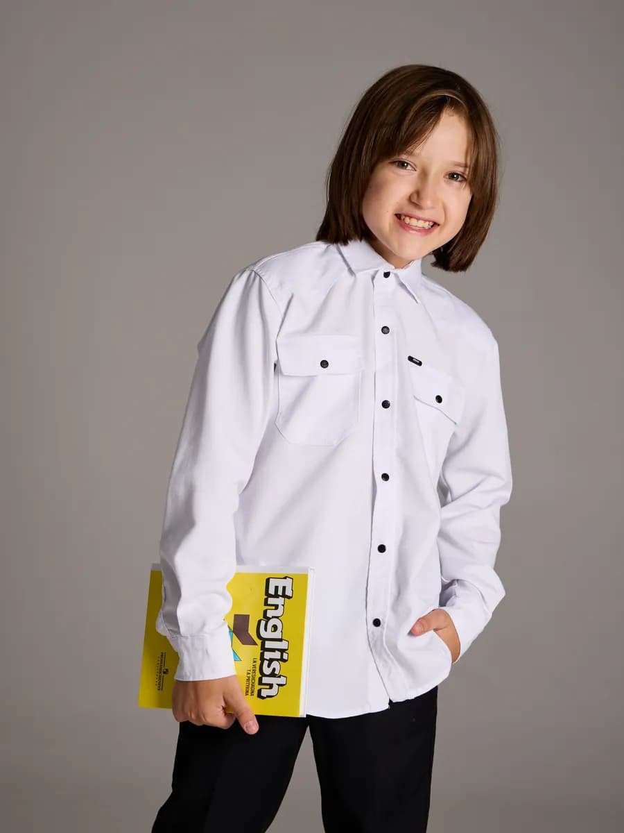 Рубашка на кнопках подростковая с длинным рукавом - фото 1