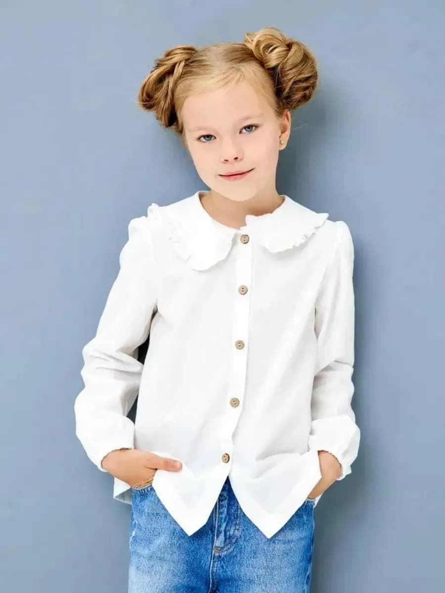 Школьная блузка нарядная, рубашка с воротником