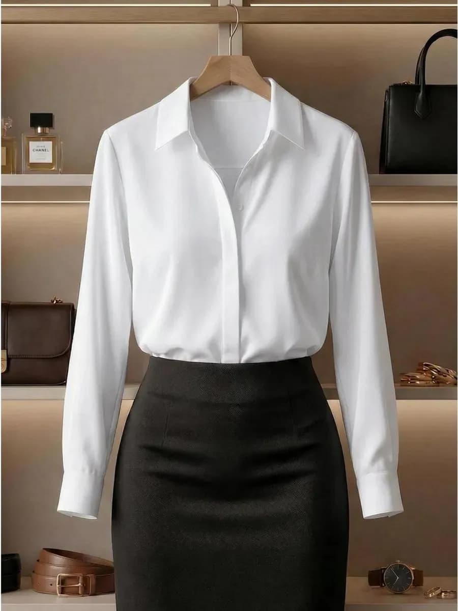 Блузка рубашка шелковая с длинным рукавом офис