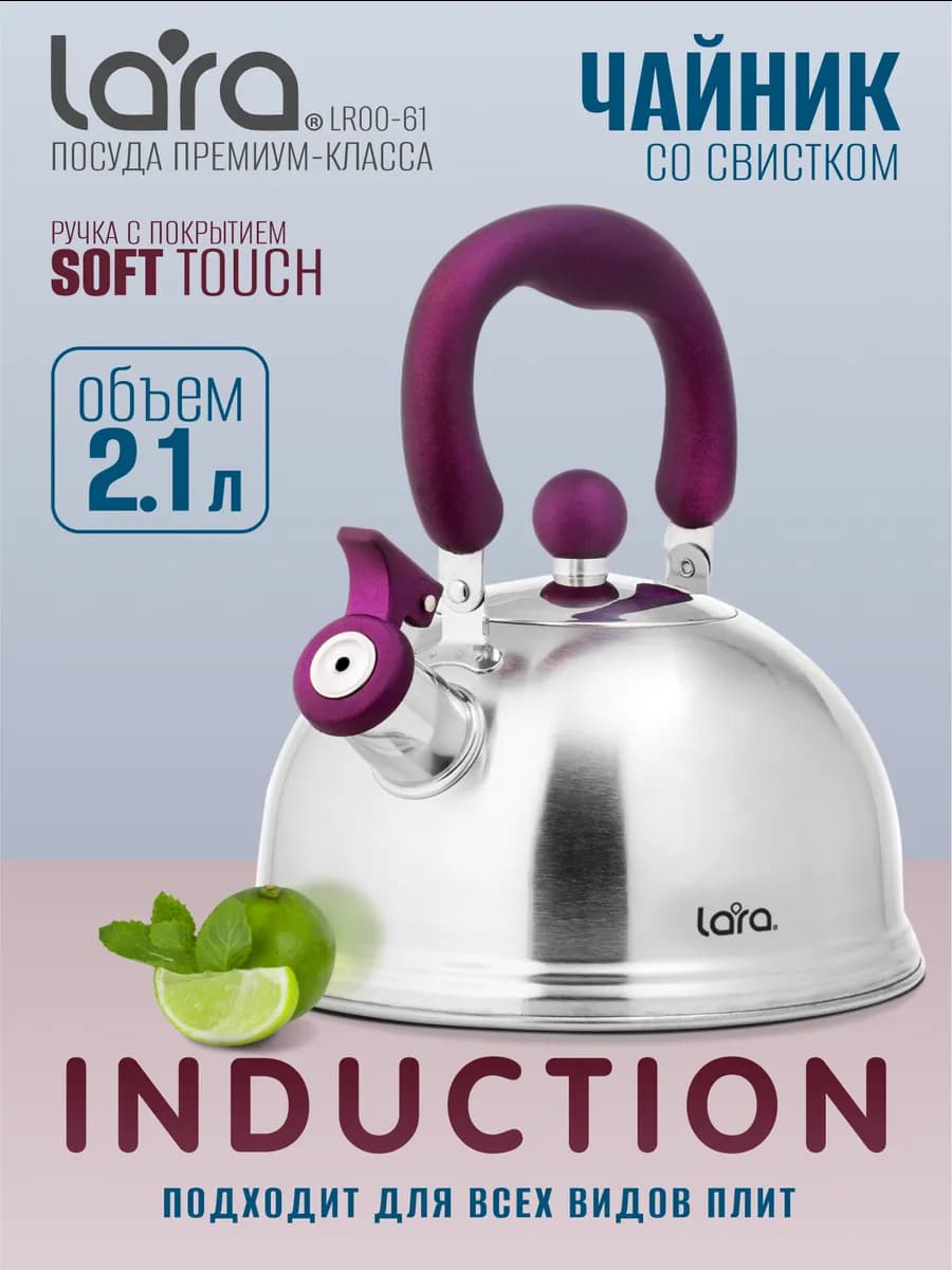 Чайник для плиты со свистком 2 литра LR00-61