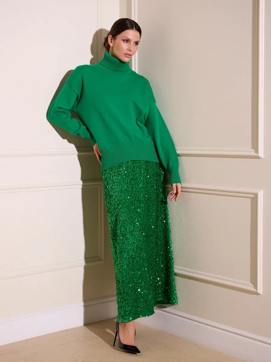 Юбка с пайетками новогодняя длинная