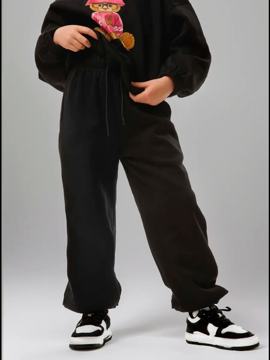 Утепленные брюки с начесом барашек черные