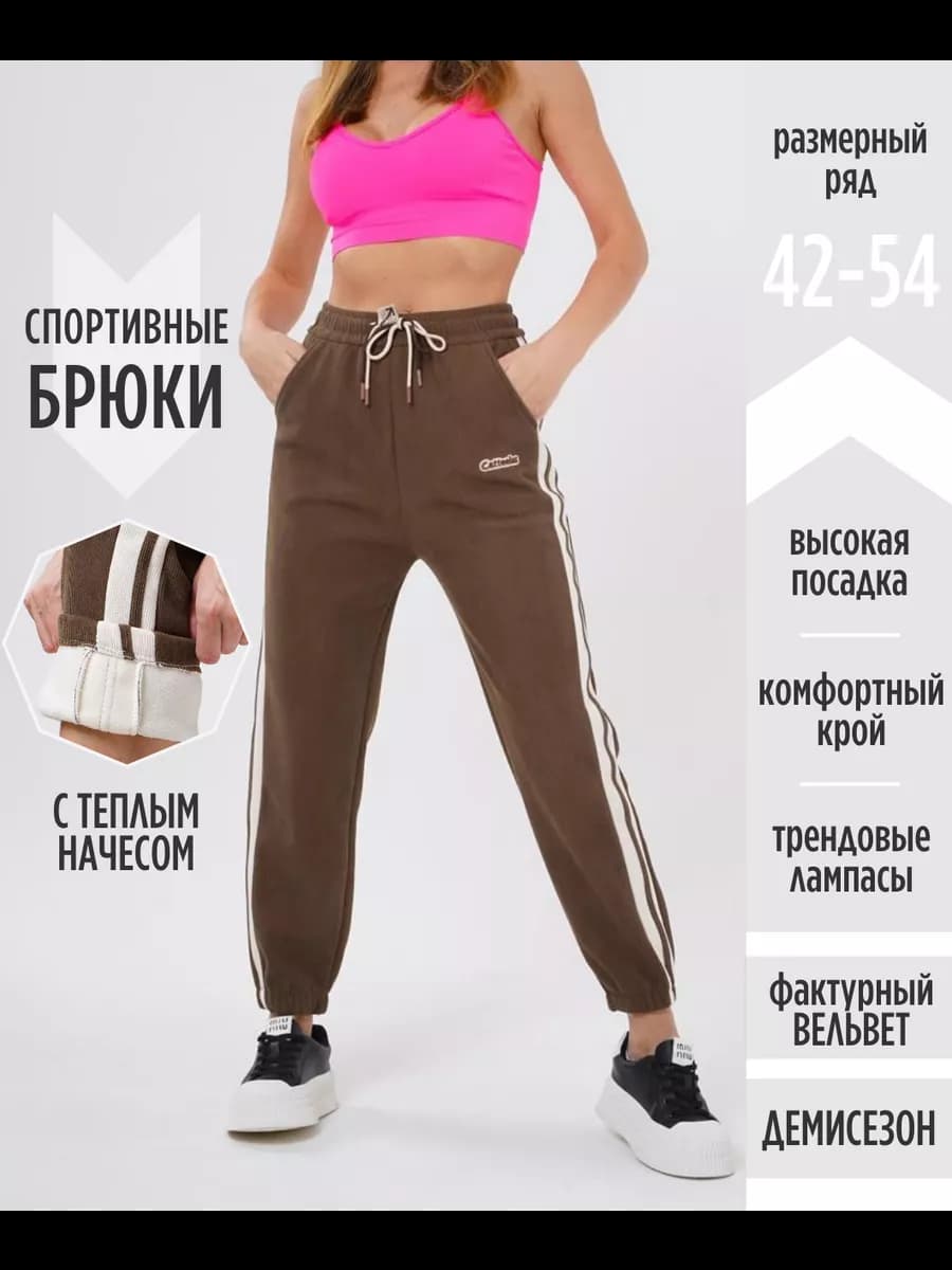 Брюки джоггеры утепленные с лампасами