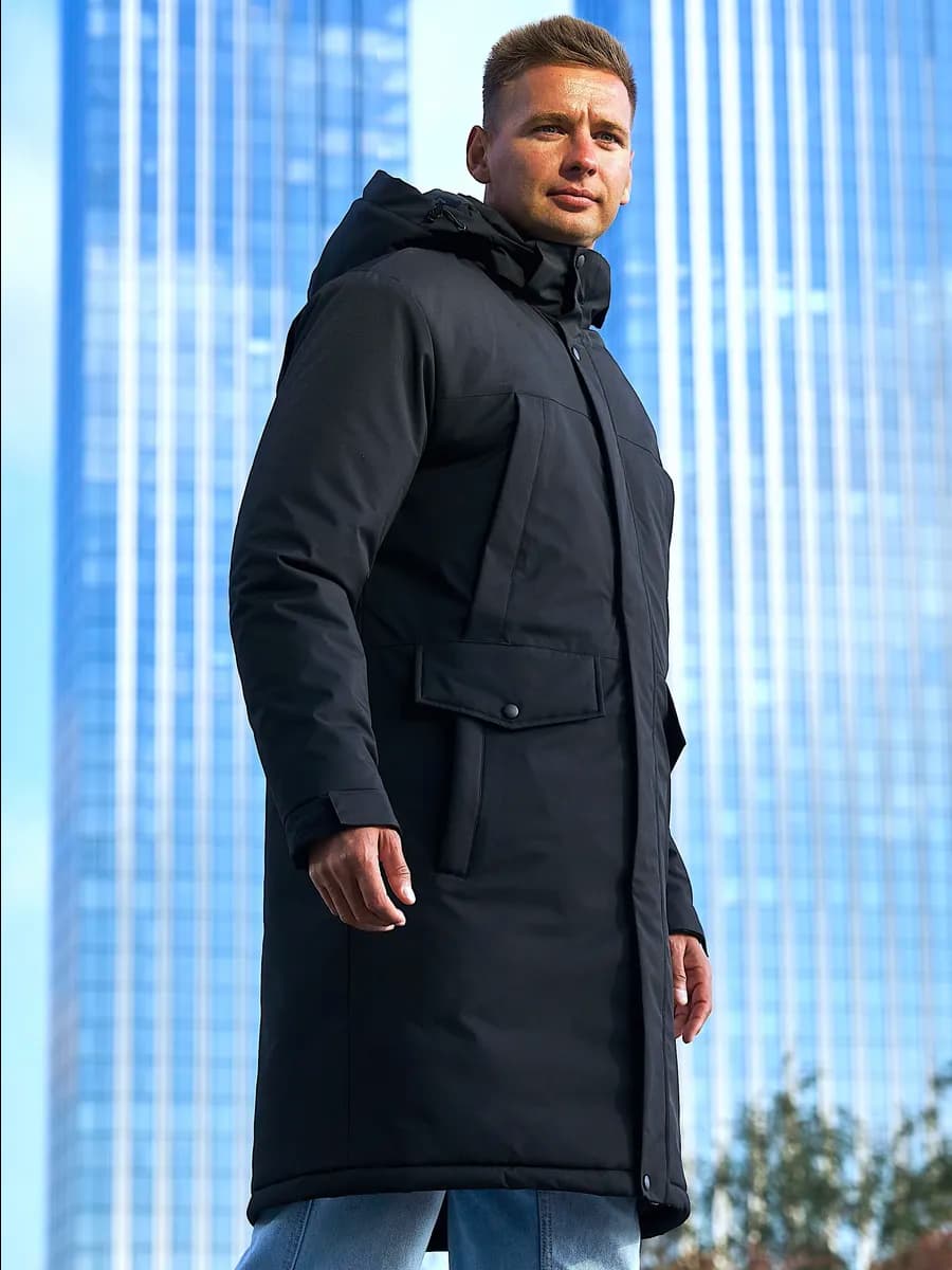 Куртка парка зимняя длинная с капюшоном