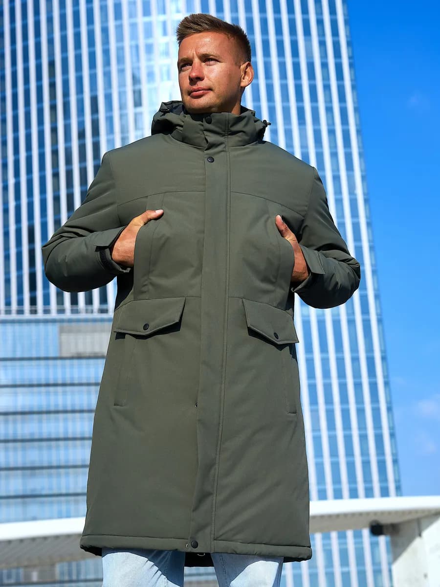 Куртка парка зимняя длинная с капюшоном - фото 1
