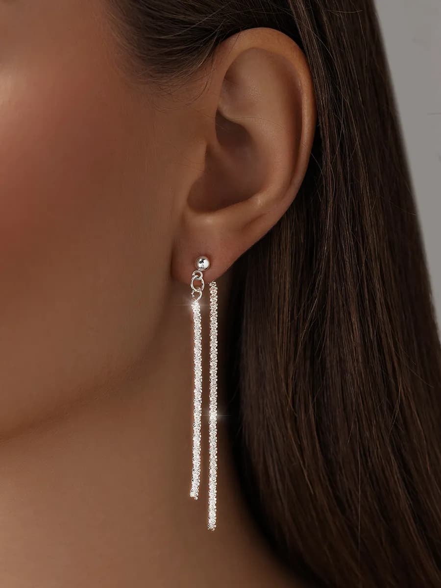 Серьги длинные со стразами бижутерия