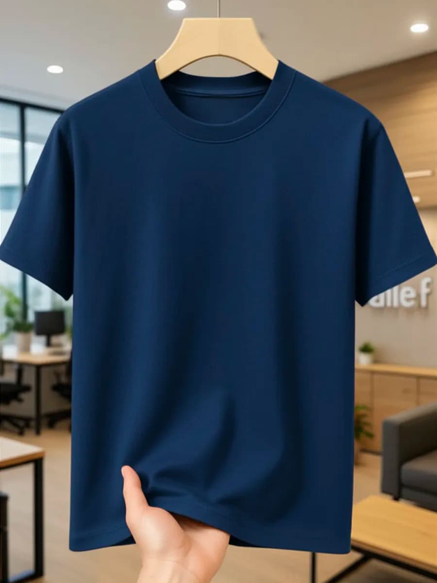 Футболка синяя однотонная хлопок