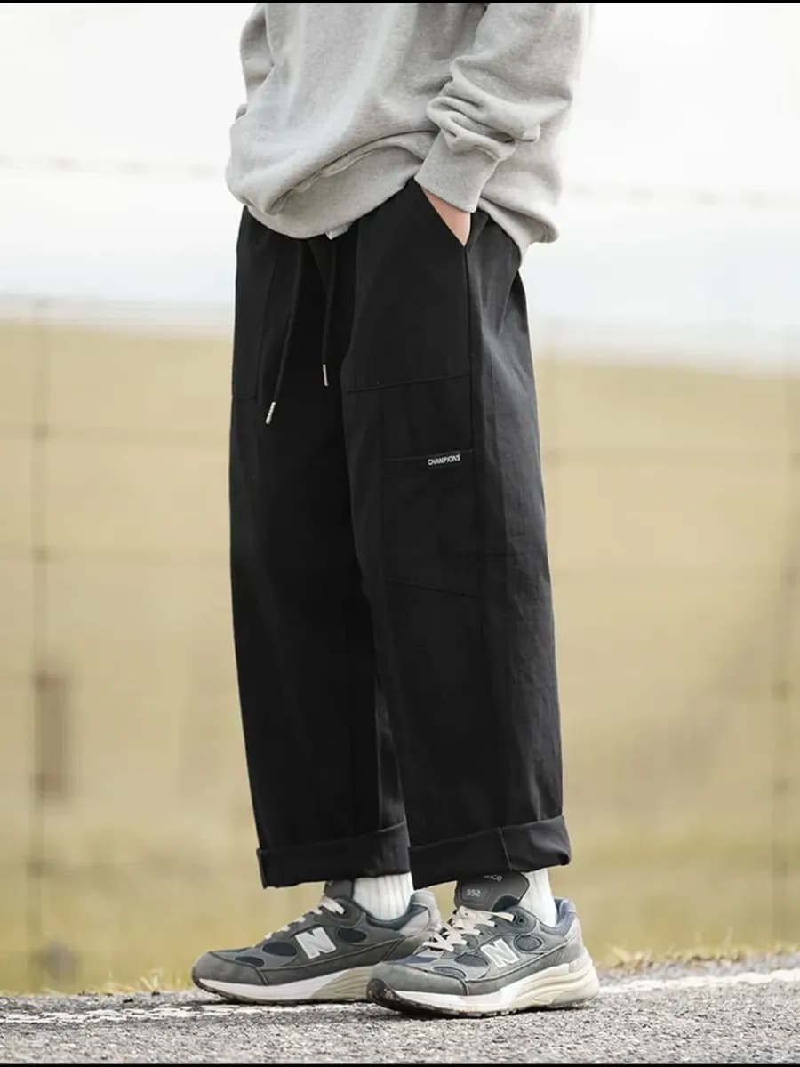 Брюки широкие оверсайз y2k карго прямые с карманами