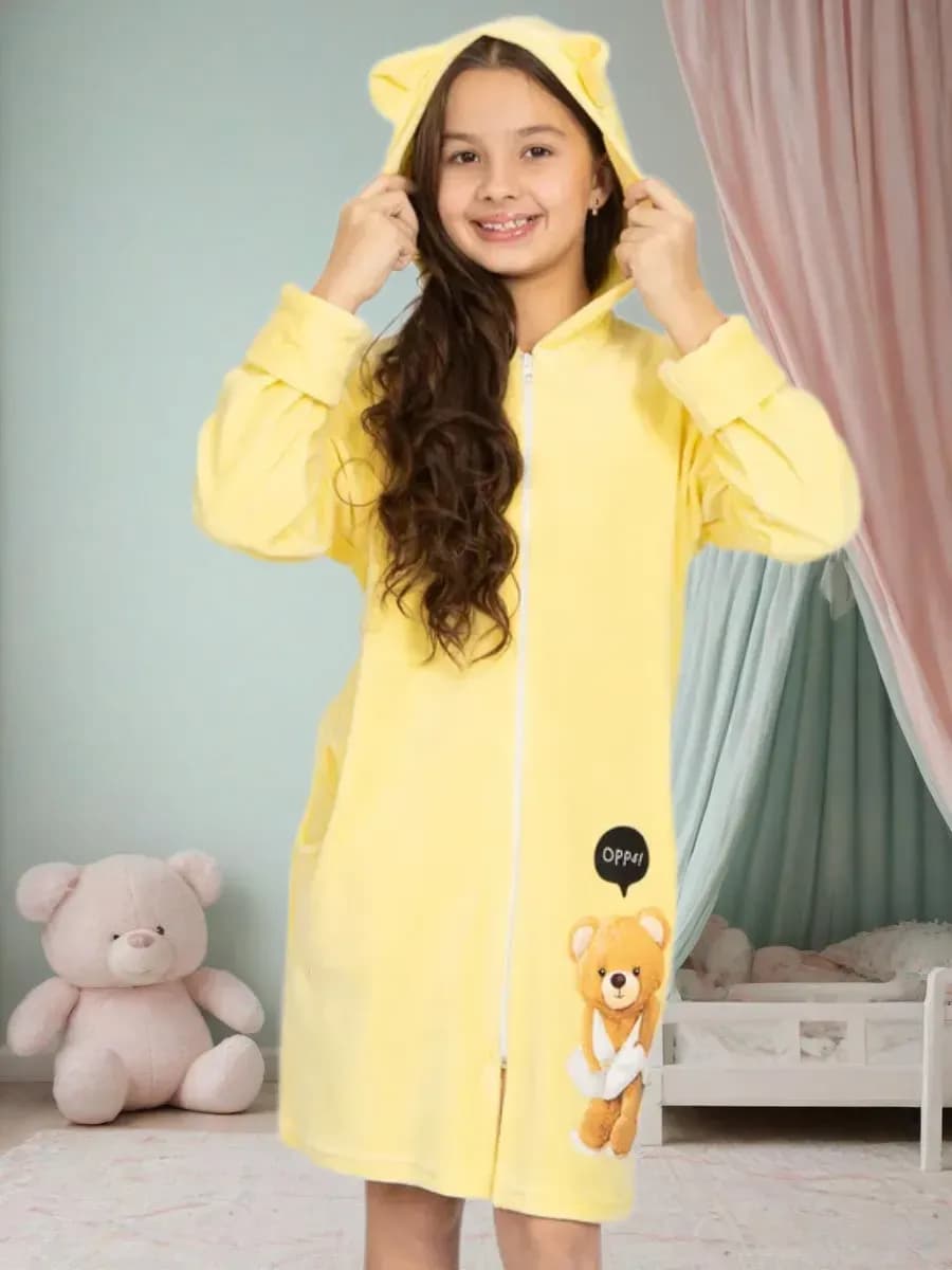 Халат детский домашний махровый для подростка на молнии