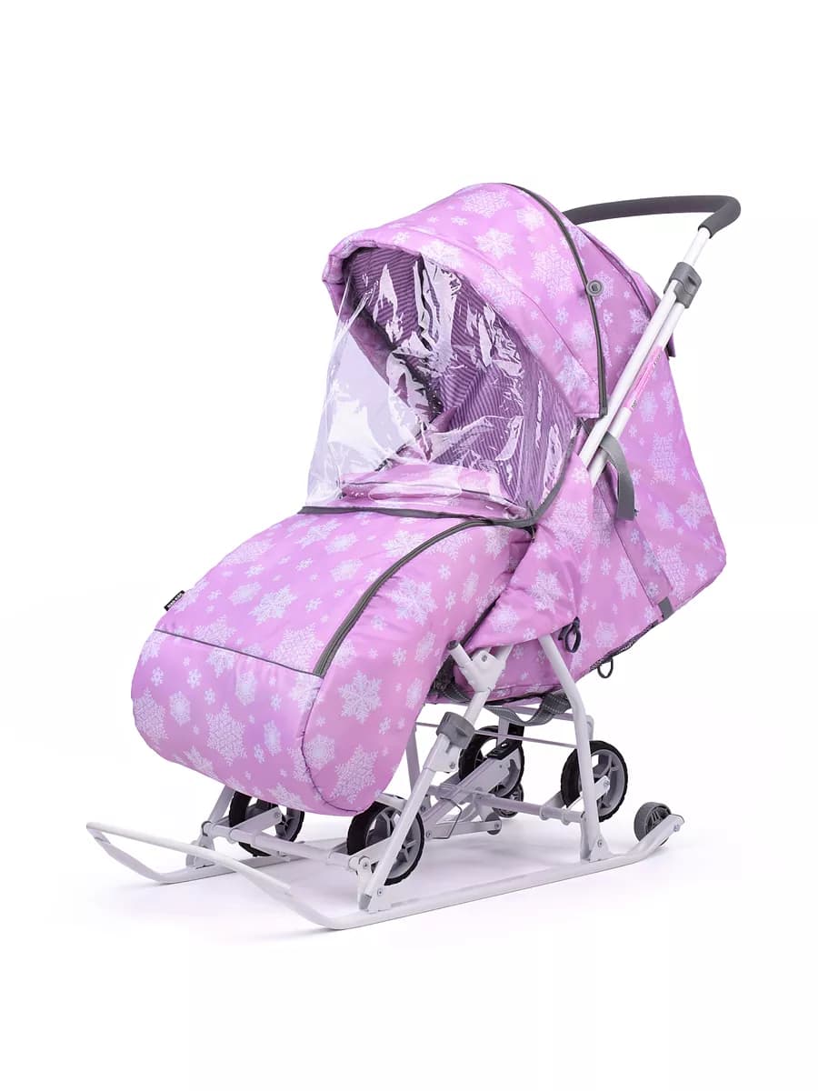 Санки с колесами коляска зимняя для девочек