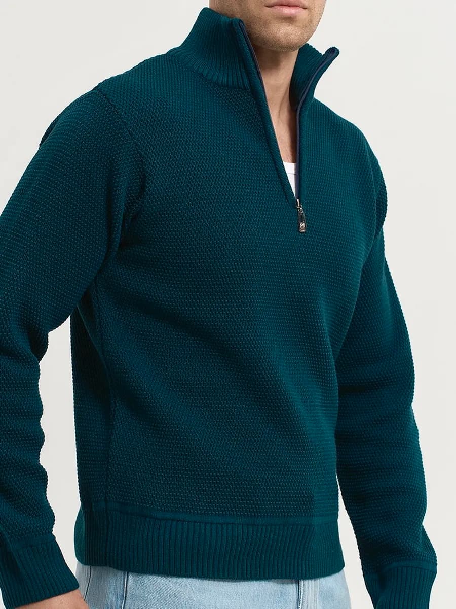 Джемпер на молнии с воротником вязаный повседневный