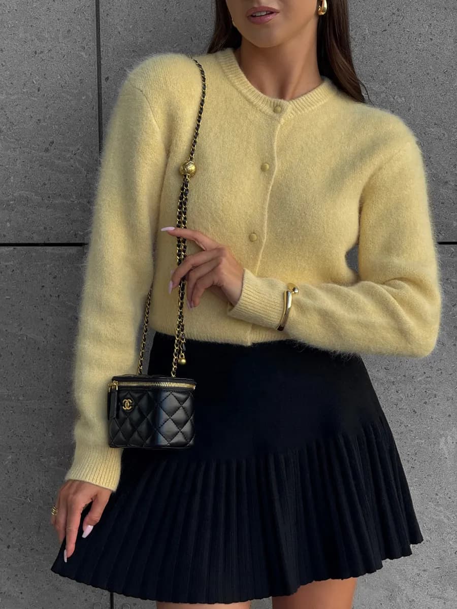 Юбка мини плиссе теплая