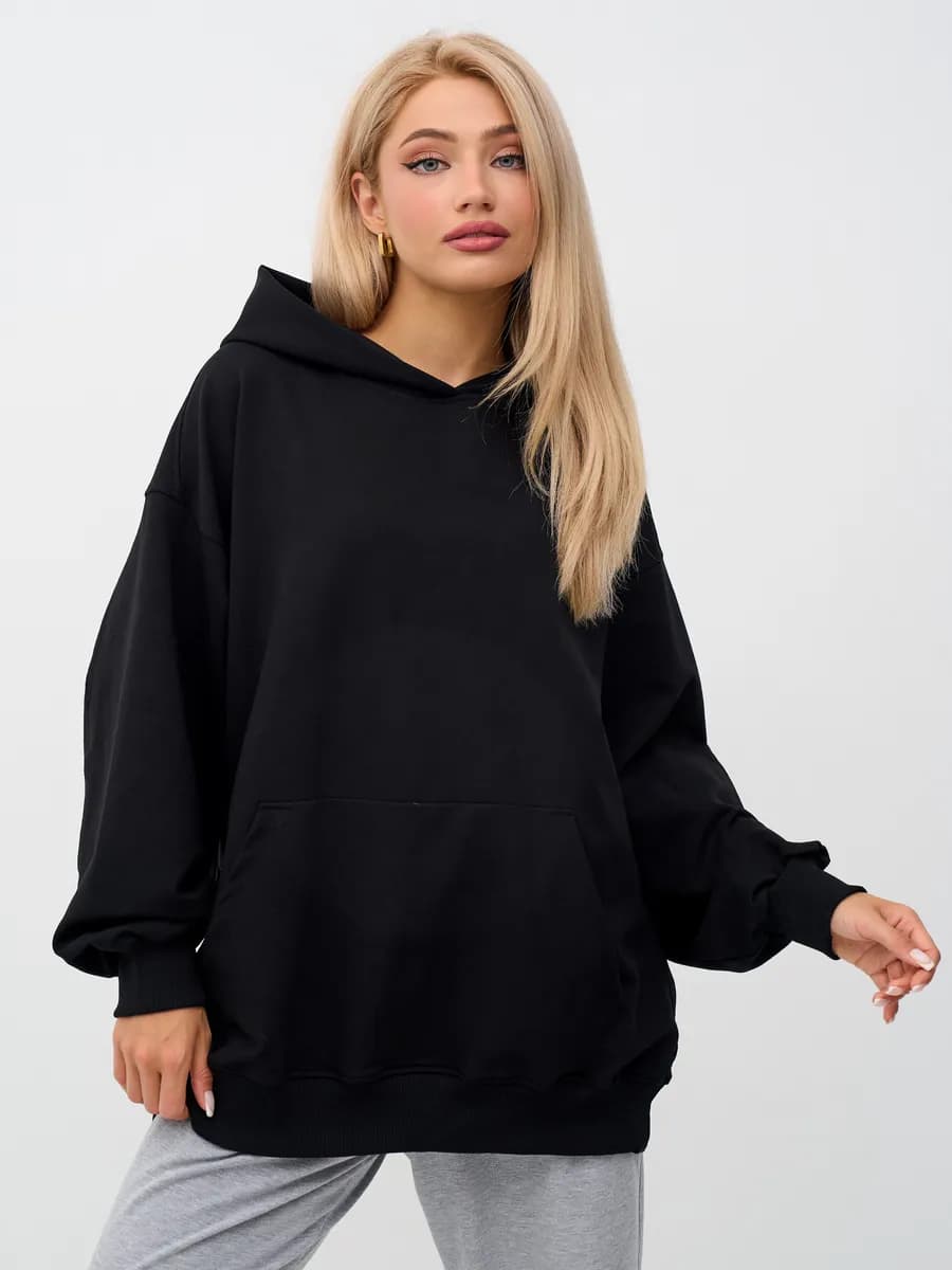 Худи спортивное Оверсайз без начеса с капюшоном летние - фото 1