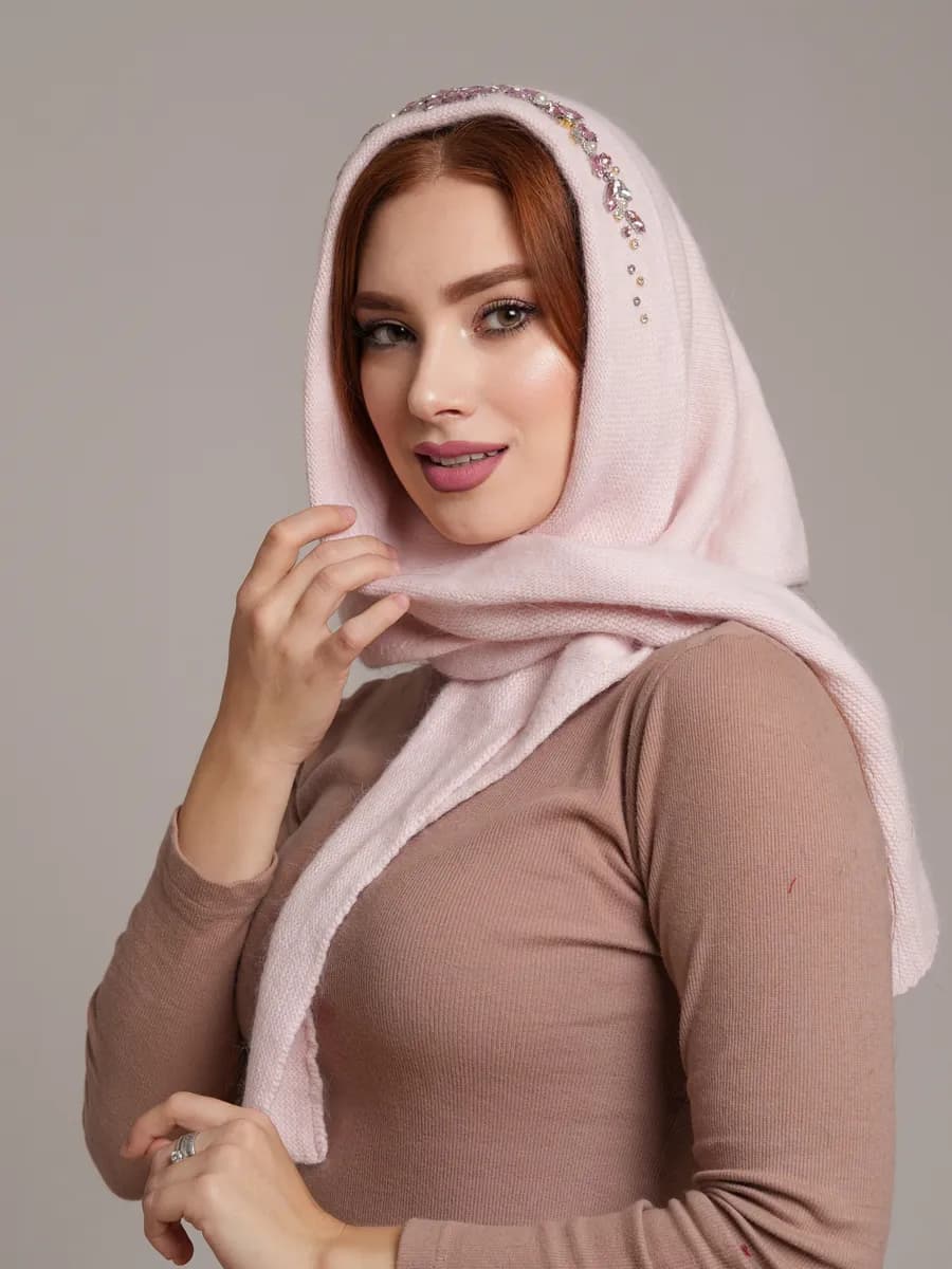 Платок на голову Косынка зимняя вязанная Шарф бактус