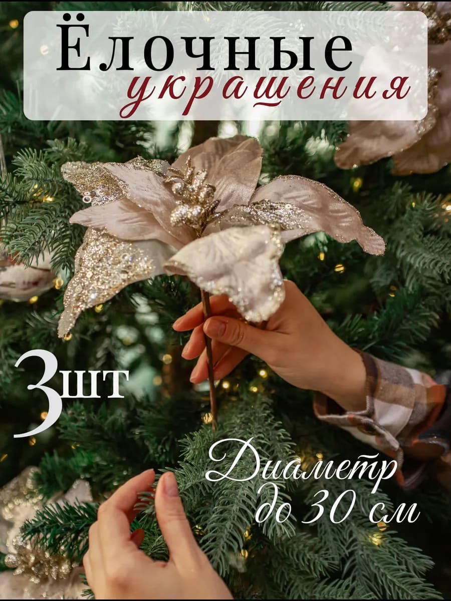 Елочные украшения цветы