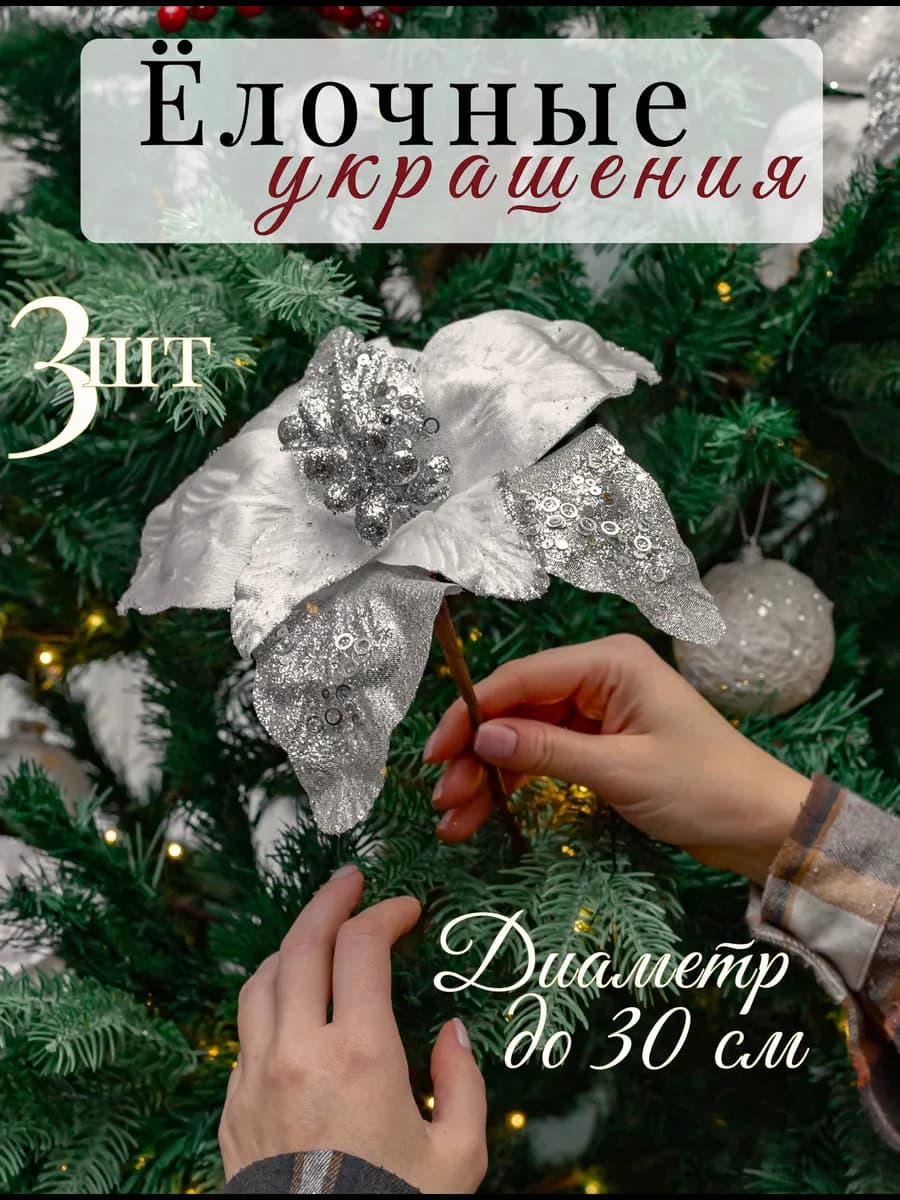 Елочные украшения цветы