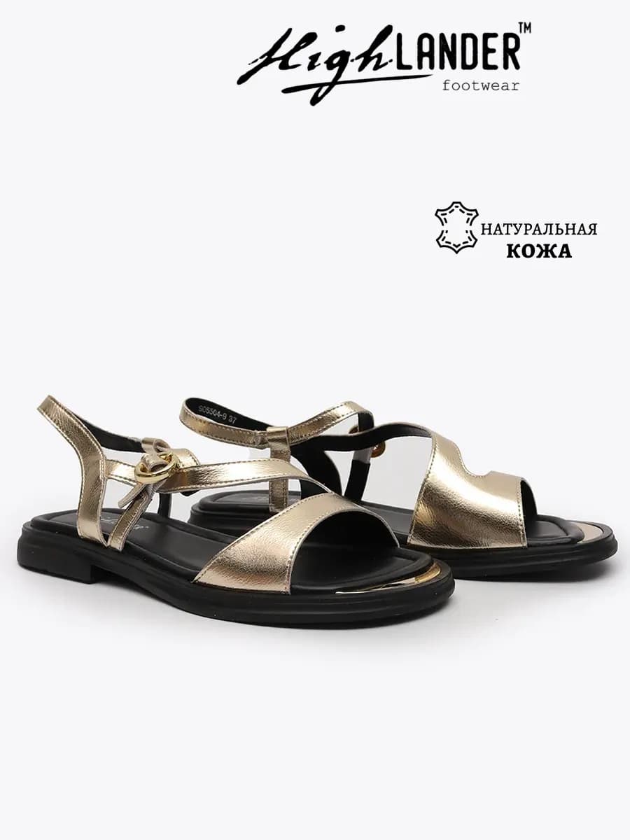 Босоножки кожаные на низком каблуке